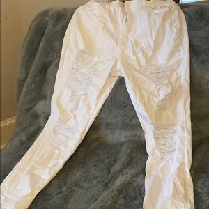 Never worn- all white distressed jeans